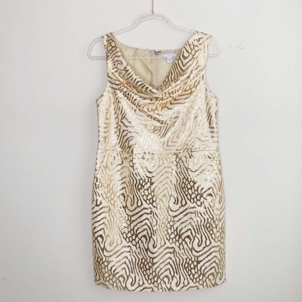 Gap metallic gold and cream party dress